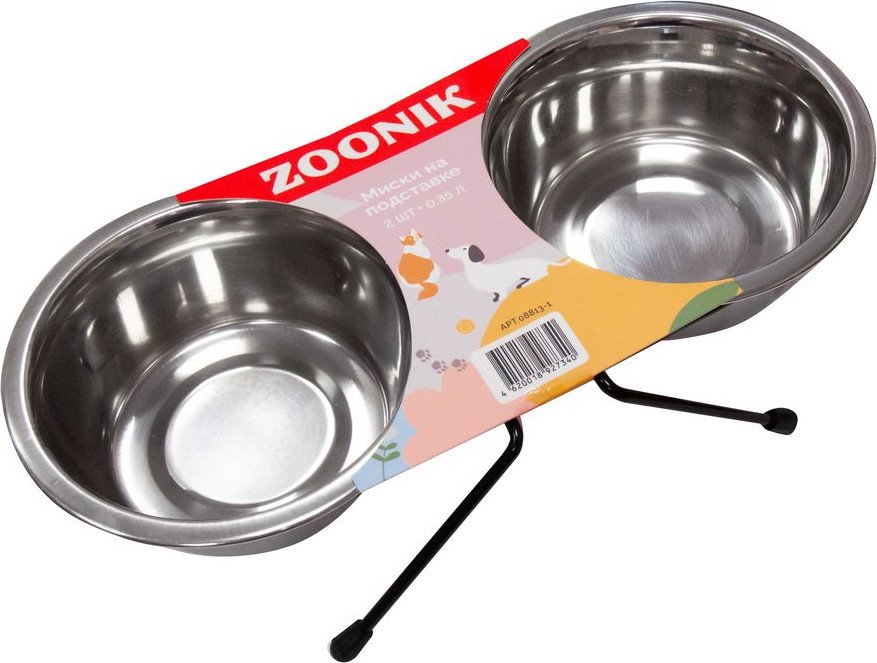 

Подставка для мисок Zoonik 08813-1 (черный, с мисками)
