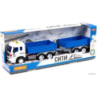 Грузовик Полесье Сити бортовой с прицепом 93127 (синий)