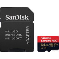 Карта памяти SanDisk Extreme PRO microSDXC Class 10 UHS-II U3 V30 64GB (с адаптером)