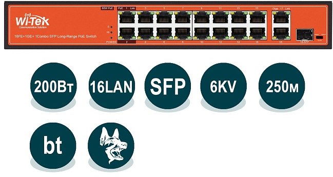 

Неуправляемый коммутатор Wi-Tek WI-PS518G (v3)