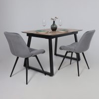Кухонный стол Lepremo AV 1208 HPL+МДФ раздвижной 1200-1600x800 (дуб вотан/черный)