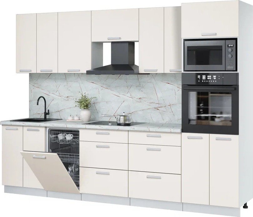 

Готовая кухня Интерлиния Мила Лайт 2.85-ПМ3 (персидский жемчуг/персидский жемчуг/серый каспий)