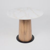 Кухонный стол Lepremo AV 2317 МДФ+керамика 900 (белый глянцевый Carla Larkin/черный+HPL дуб вотан)