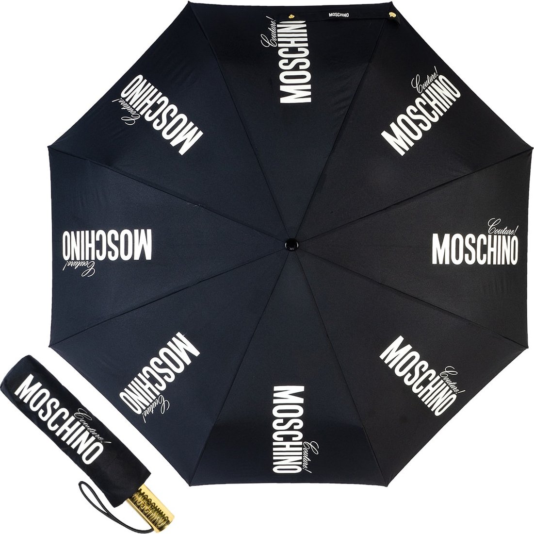 

Складной зонт Moschino 8730-OCA Couture Gold Black