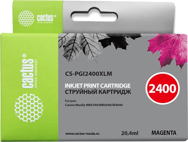 

Картридж CACTUS CS-PGI2400XLM (аналог Canon PGI-2400XL M)