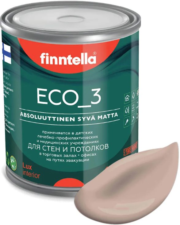

Краска Finntella Eco 3 Wash and Clean Jauhe F-08-1-1-LG178 0.9 л (теплый бежевый)