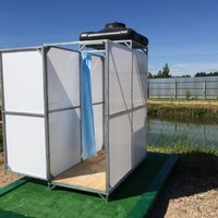 Душевая кабина для дачи с баком Импласт Летний душ с тамбуром 200 л.