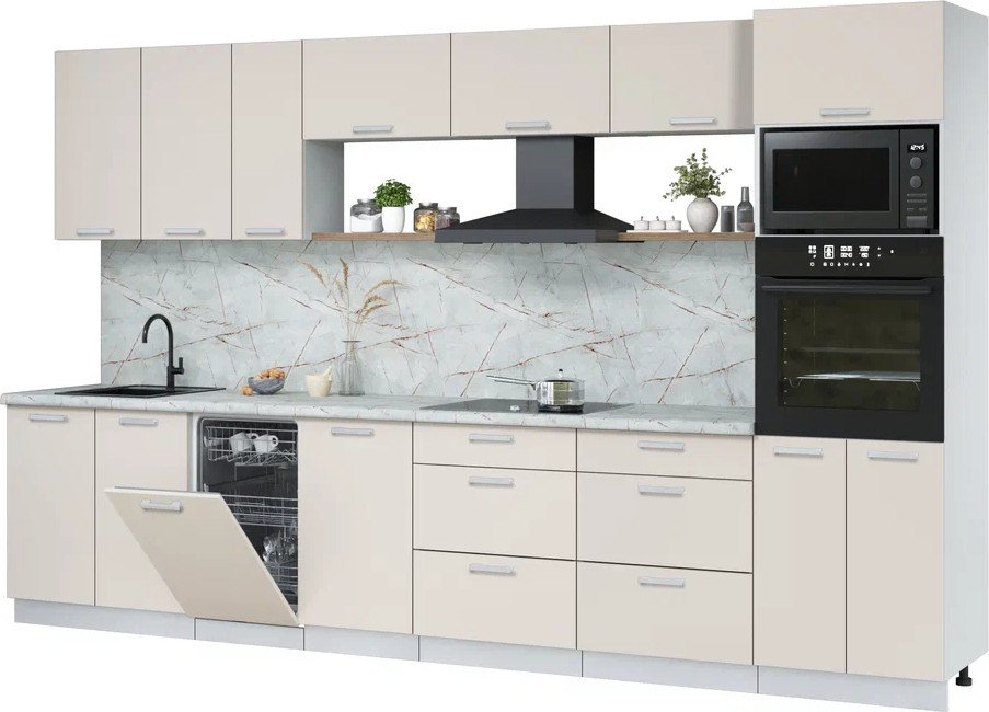 

Готовая кухня Интерлиния Мила Лайт 3.5-ПМ3 (персидский жемчуг/персидский жемчуг/серый каспий)