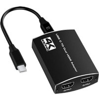 Адаптер USBTOP USB-C - 2х HDMI 4K 60Гц для двух мониторов, PD + jack 3.5мм 559408 (черный)