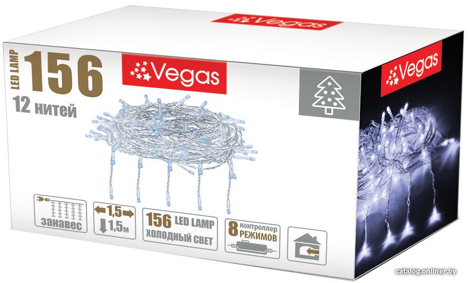 Световой дождь Vegas Занавес 55078 156 LED (холодный белый)