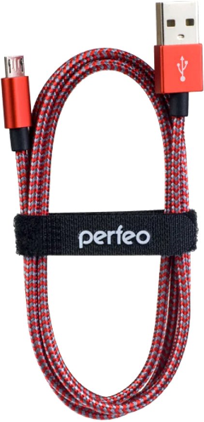 

Кабель Perfeo USB Type-A - microUSB U4804 (3 м, красно-белый)