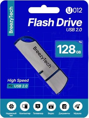 USB Flash BreezyTech U012 128GB (серебристый/синий)