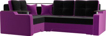 Лига диванов Комфорт 27927 (левый, микровельвет, черный/фиолетовый)
