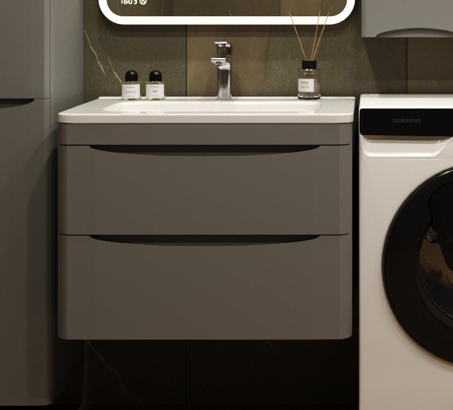 

Symbolite Тумба под умывальник Бергамо мини 70 Люкс Plus 2 ящика (подвесная, серый)