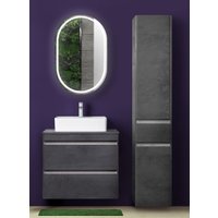  Symbolite Тумба под умывальник Атлантика 70 Люкс Plus 2 ящика со столешницей (подвесная, бетон темный)