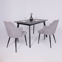 Кухонный стол Lepremo AV 1209/1 МДФ раздвижной 1200-1600x800 (мрамор Пьетра графитовый/черный)