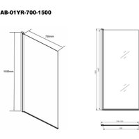 Стеклянная шторка для ванны Aquabath AB-YR01-700-1500