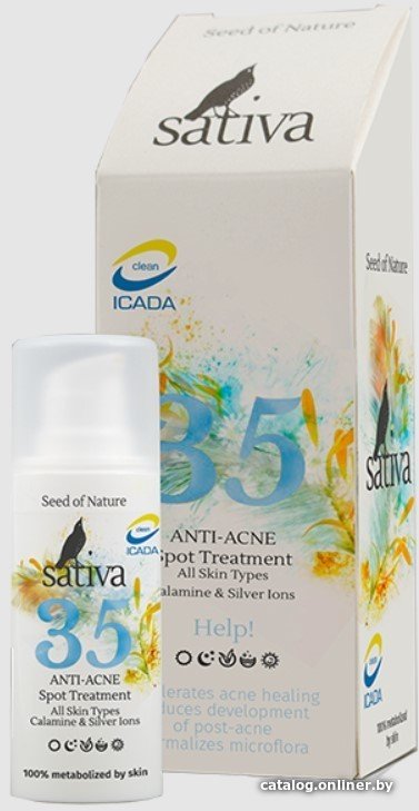Sativa Крем для лица Аnti-Acne средство точечного нанесения №35 20 мл