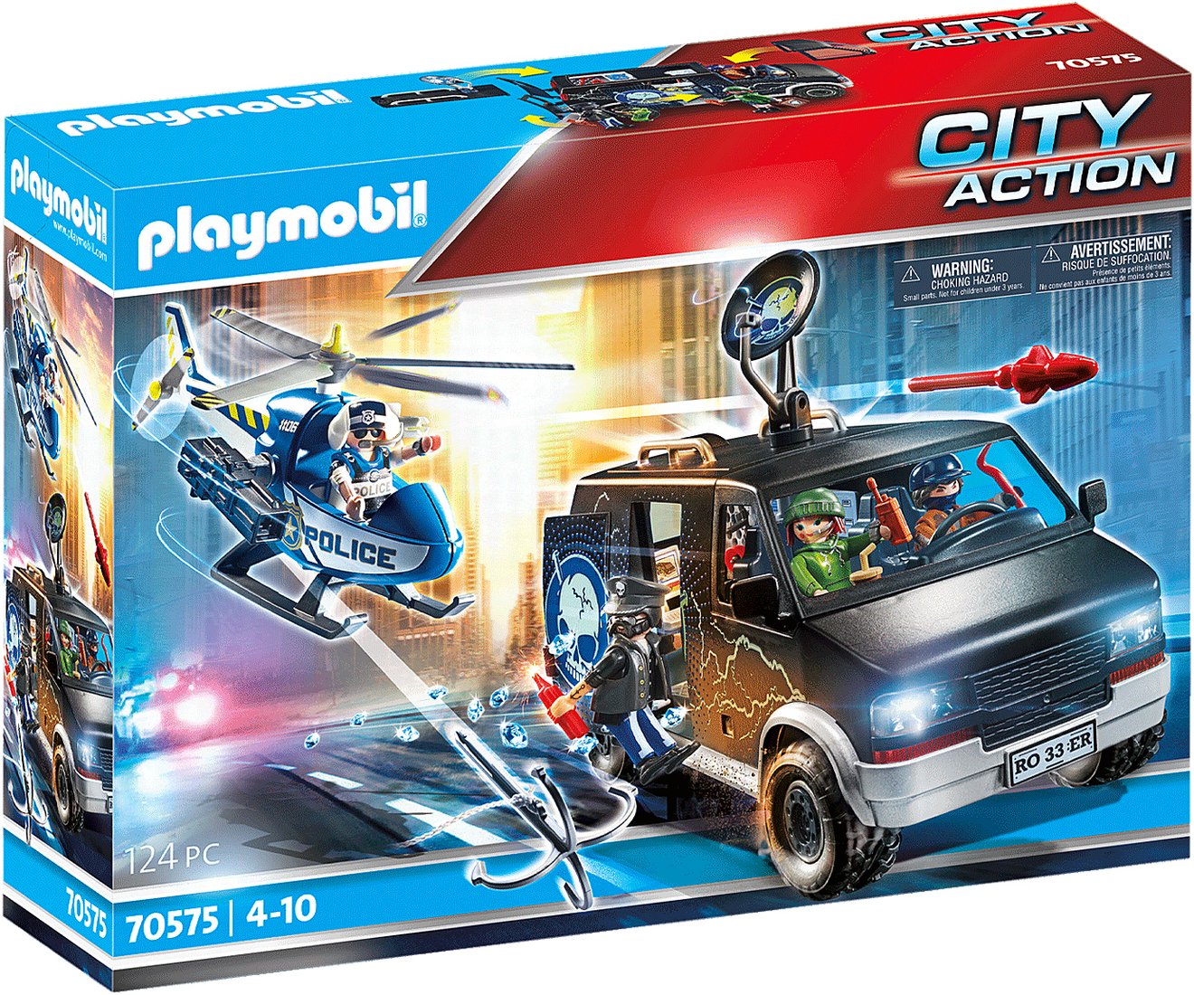 

Конструктор Playmobil PM70575 Погоня на вертолете с беглым фургоном