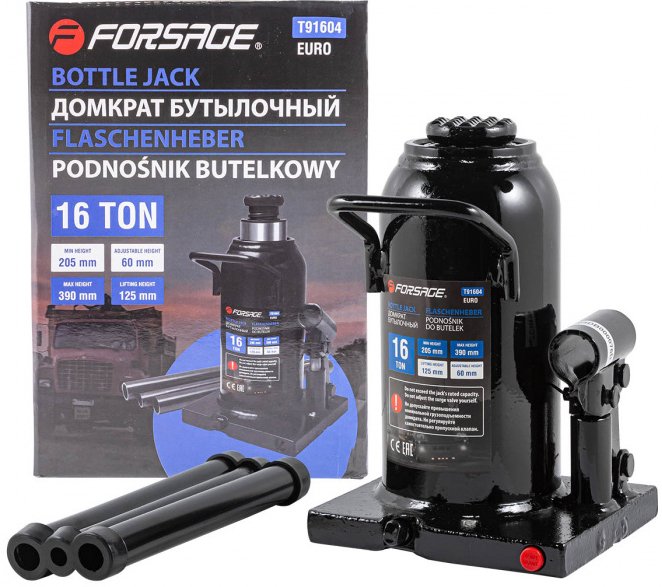 

Бутылочный домкрат FORSAGE F-T91604 (Euro) 16т