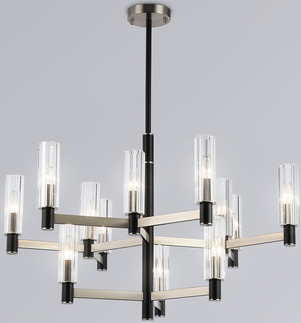 Подвесная люстра Ambrella light LH55505/12 SN/BK/CL (сатин никель/черный/прозрачный)