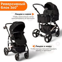 Универсальная коляска Bubago Zoom (2 в 1, черный/золотая рама)