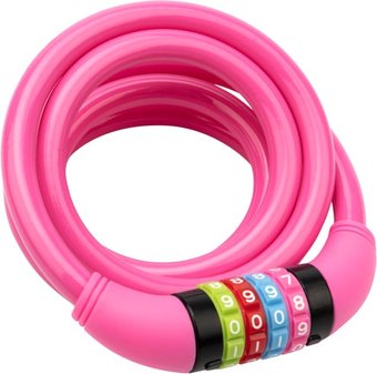 Тросовый велосипедный замок Rexant 79-0214 150 см (розовый)