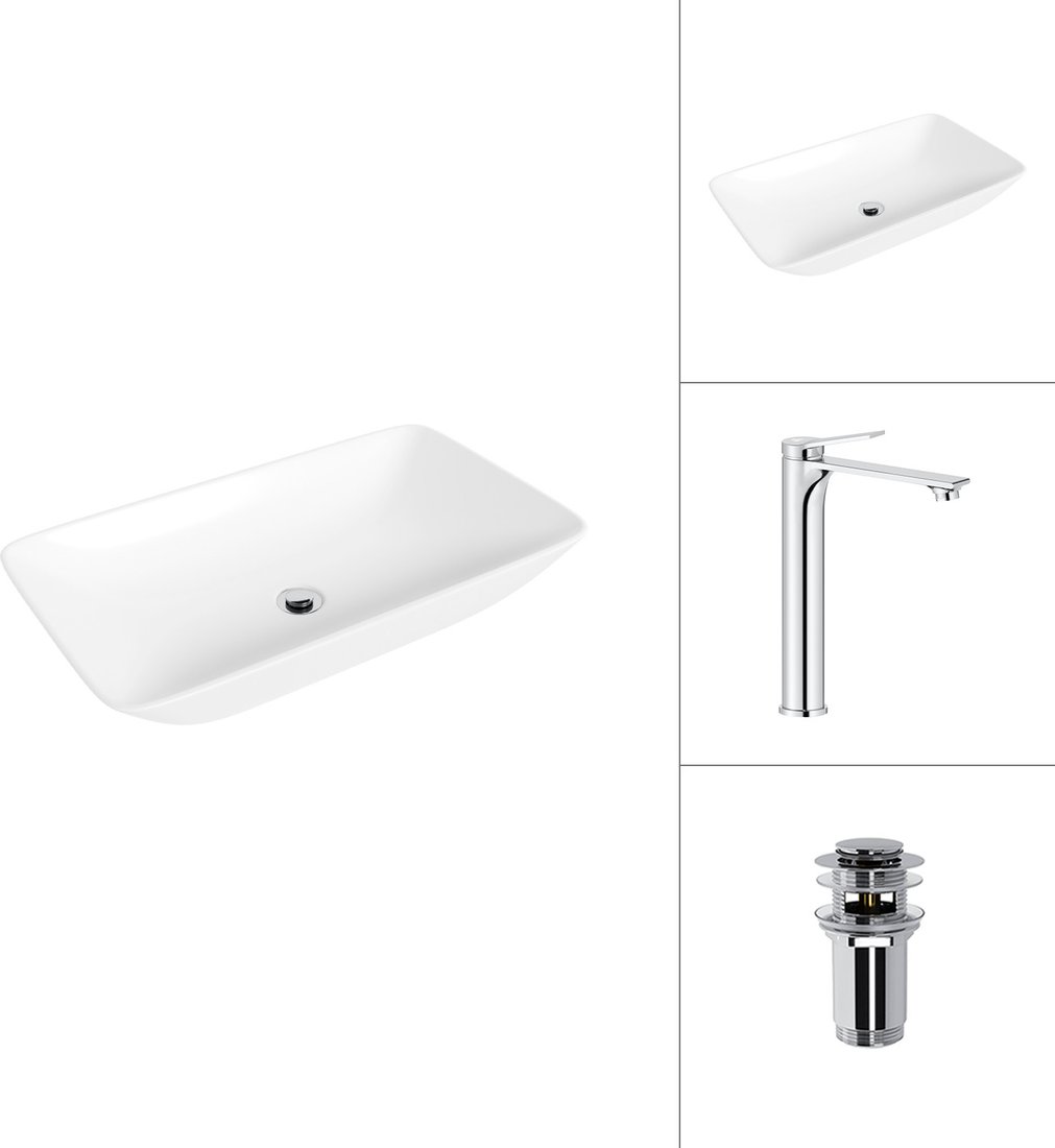 Умывальник Lauter 21886 + Rio 21AM12672 с донным клапаном 21190CH (хром)