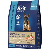 Сухой корм для собак Brit Premium Dog Sensitive с лососем и индейкой 3 кг