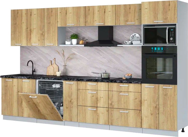 

Готовая кухня Интерлиния Мила Лайт 3.5-ПМ1-2 (дуб золотой/дуб золотой/кастилло темный)