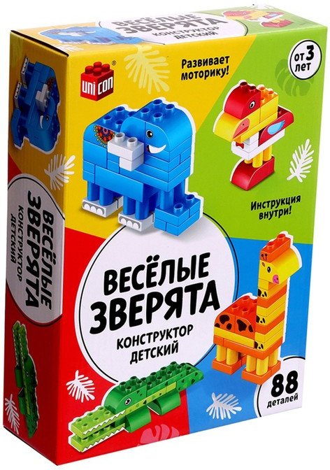 

Конструктор Unicon Веселые зверята 9224816 (88 эл)