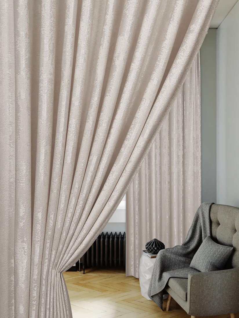 Комплект штор Mio Tesoro Мрамор 150x270 (2 шт, молоко)