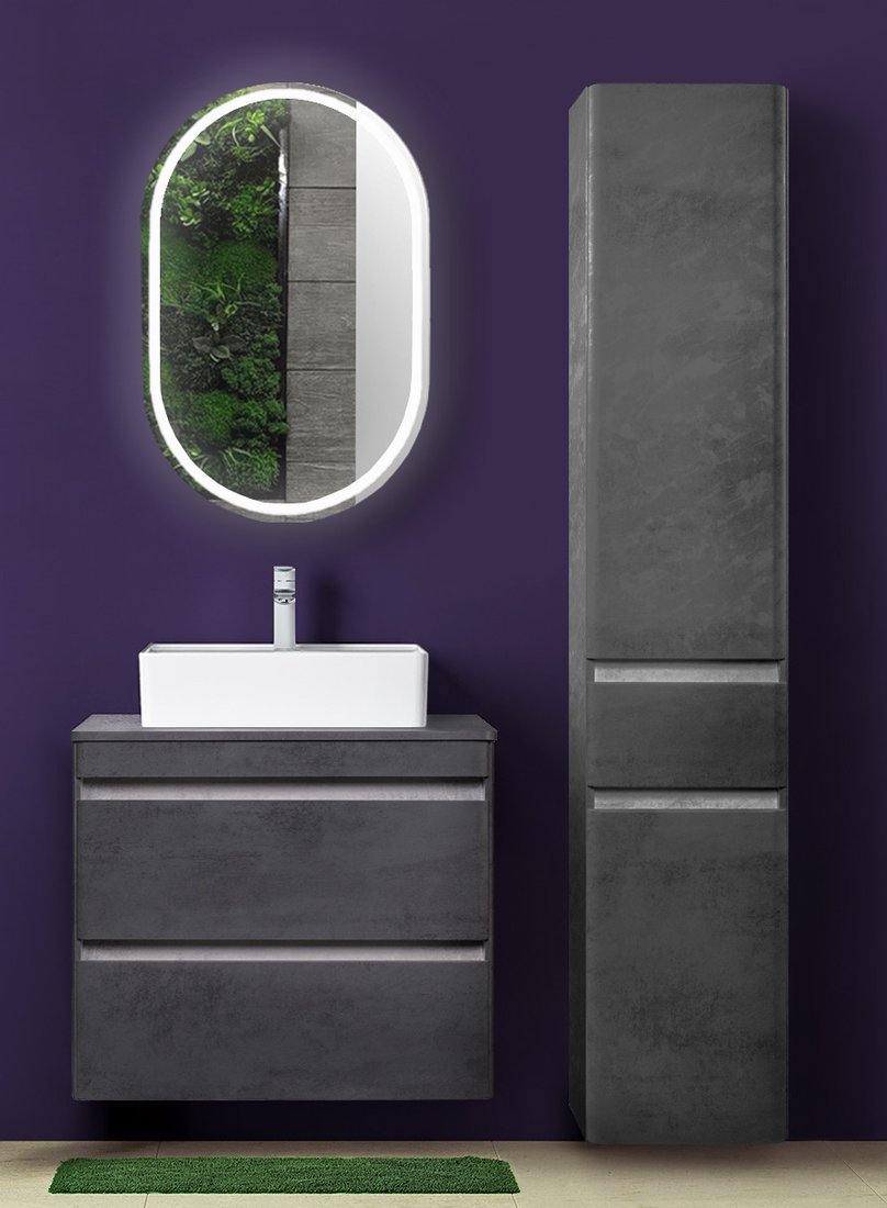 

Symbolite Тумба под умывальник Атлантика 70 Люкс Plus 2 ящика со столешницей (подвесная, бетон темный)