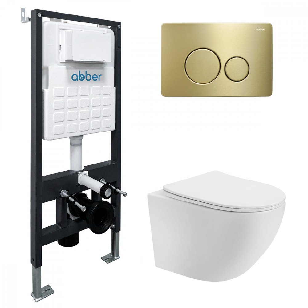 

Унитаз подвесной Abber Bequem AC1100T-AC0105-AC0121MMG (с кнопкой смыва)