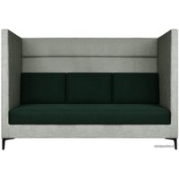 Диван Brioli Дирк трехместный (рогожка, J20-J8 (серый, зеленые вставки)