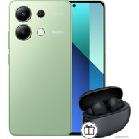 Смартфон Xiaomi Redmi Note 13 6GB/128GB с NFC международная версия (мятно-зеленый) и Xiaomi Redmi Buds 4 Active (черный) по акции в Витебске