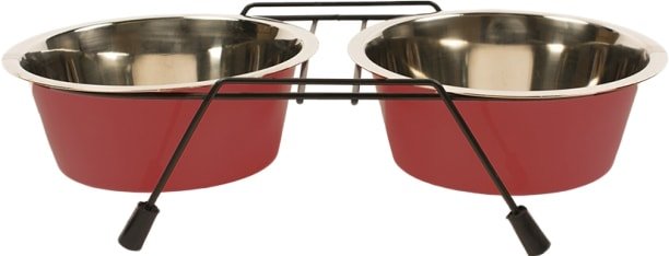 

Миски на подставке Duvo Plus Dinner set wire stand + bowls S 470 мл (красный)