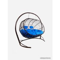 Подвесной диван M-Group Лежебока 11180210 (с коричневым ротангом/синяя подушка)