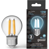 Светодиодная лампочка Gauss Filament Шар 13W 1150lm 4100К Е27 LED 1/10/50 105802213