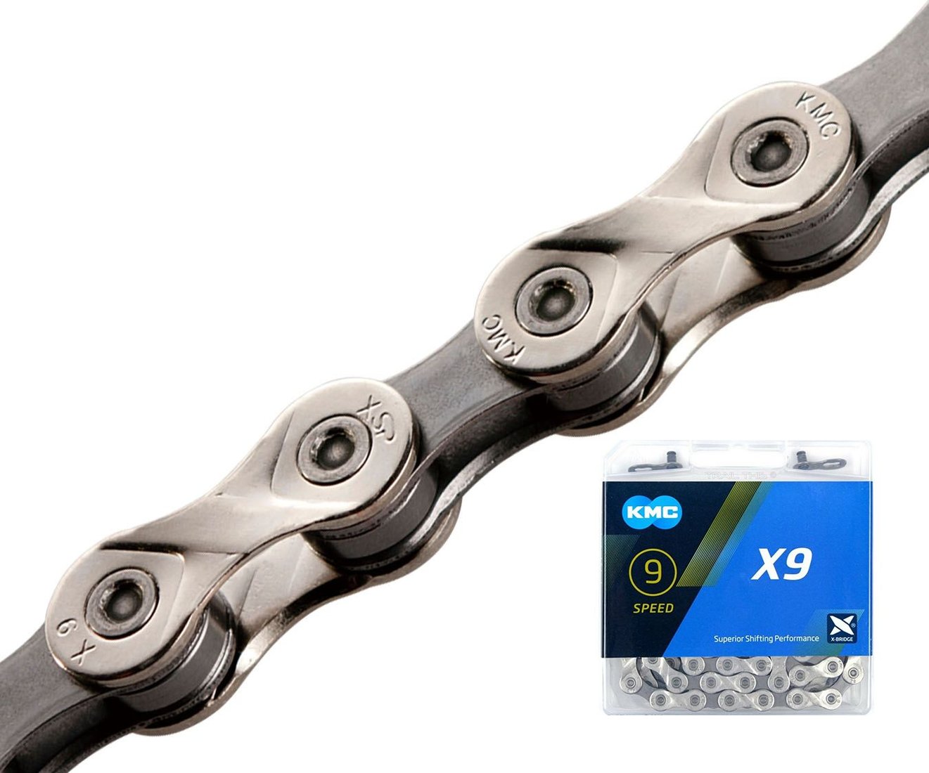 

Цепь велосипедная KMC X9-116SLGR