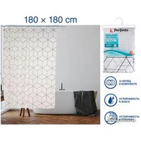 Шторка-занавеска для ванны Perfecto Linea Secret 36-118001 (геометрия белая)