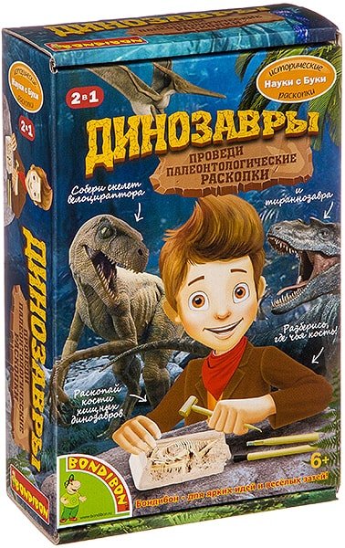 

Набор для опытов Bondibon Науки с Буки Динозавры 2 в 1 ВВ2648