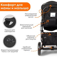 Универсальная коляска Bubago Zoom (2 в 1, черный/золотая рама)