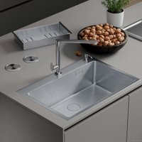 Кухонная мойка Roxen Simple 560220-70 сатин (с коландером и дозатором)