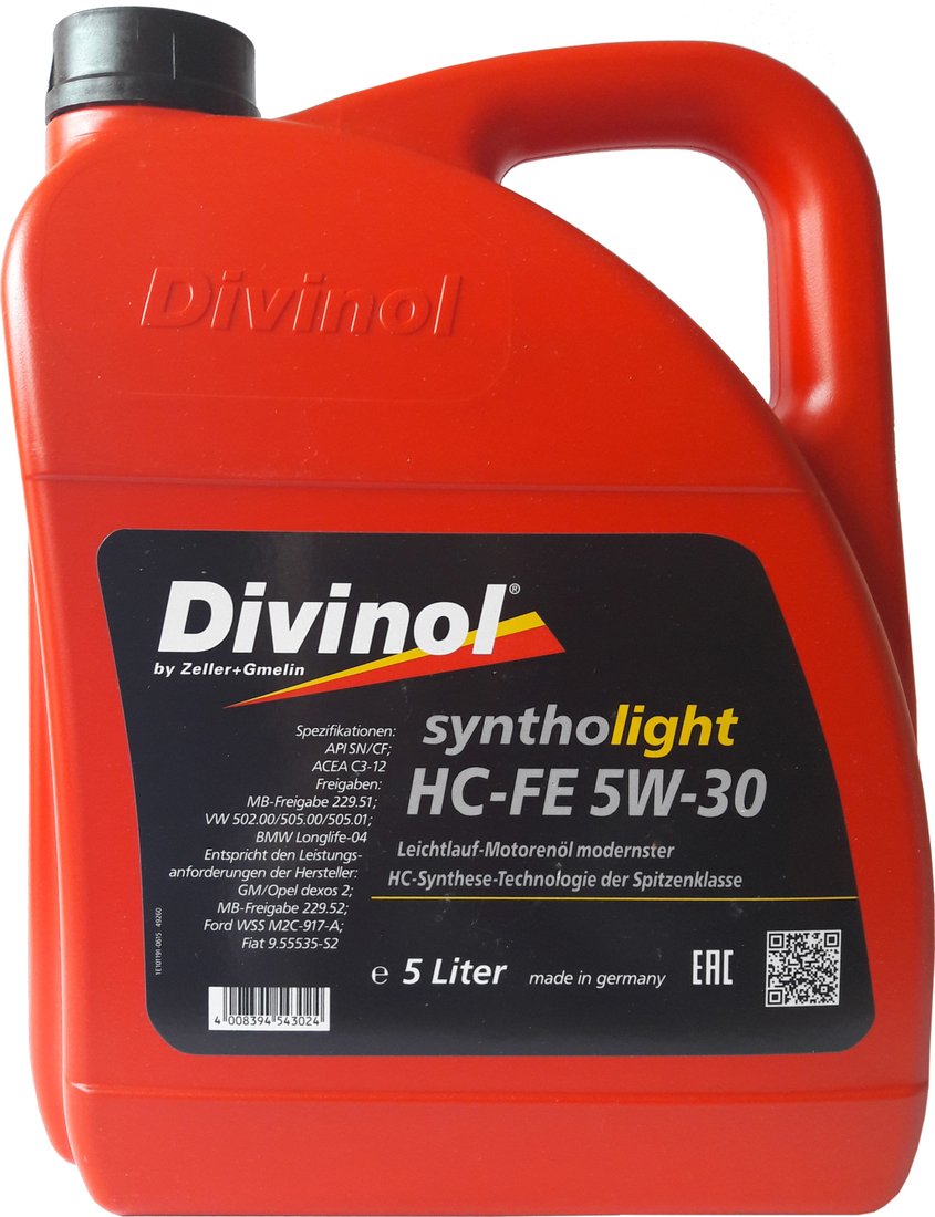 

Моторное масло Divinol Syntholight HC-FE 5W-30 5л