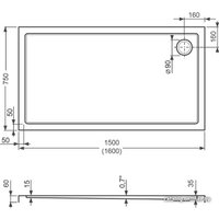 Душевой поддон Roth Flat Kvadro Rectangle 160x75 [8000244]