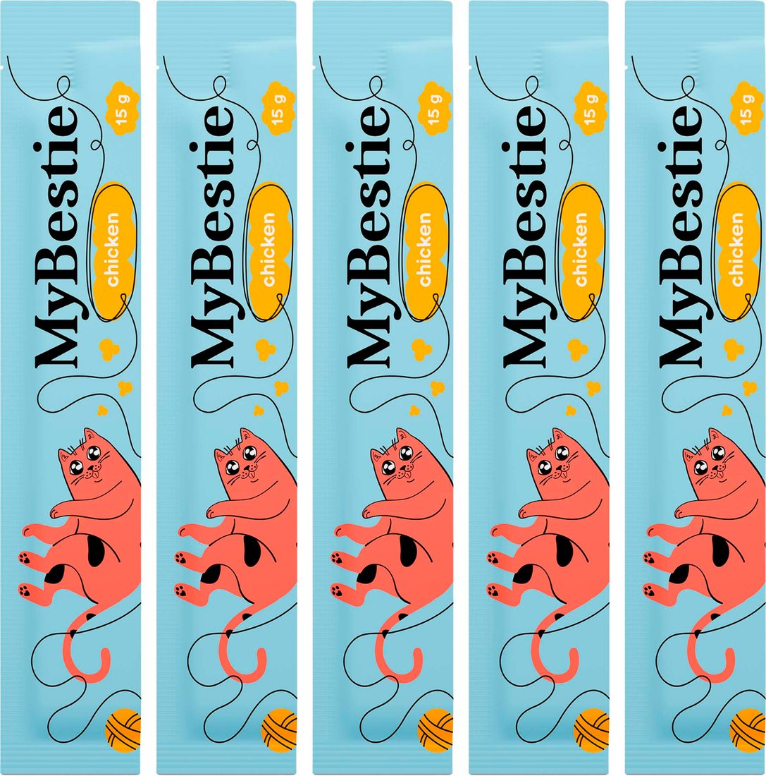 

Лакомство для кошек MyBestie Курица (5x15 г)