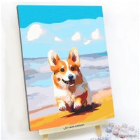 Картина по номерам Red Panda Корги На Берегу p54740