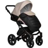 Универсальная коляска Indigo Mio ECO (2 в 1, 04/черная кожа+светло-бежевая кожа)