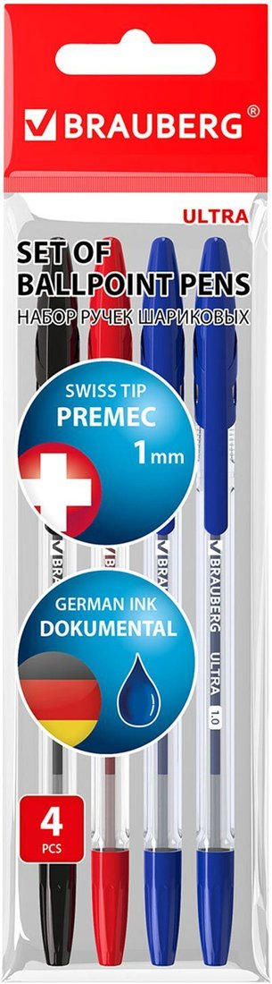 

Набор шариковых ручек BRAUBERG Ultra 143569 (4 шт.)